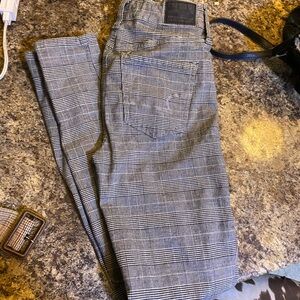 American Eagle Outfitters Gray Plaid Slim Jeans Super Skinny